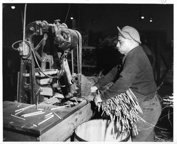 A sightless man makes a broom. Heinz History Center Library and Archives