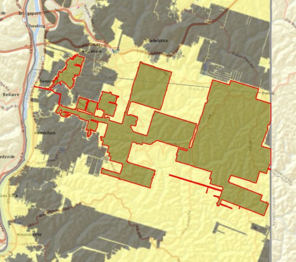 A modern map of the Shoemaker Mine, showing its vast extent. West Virginia Geological and Economic Survey, Coal Bed Mapping Projest (CBMP) Pittsburgh map service.