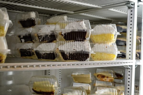 Oliver's Pies offers individual slices each day, and a few of the choice are Banana Cream, Coconut Cream, Blueberry, Apple, Peanut Butter, Pecan, Peach, and Pumpkin.
