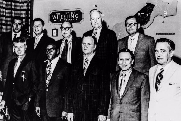 Clyde Thomas (second from left in the first row) and Jack Fahey (second from left in the back row) were two Wheeling Council members in the early 1970s when the Friendly City consisted of nine wards. In those days organized crime was controlled by Hankish and the members of his organization.