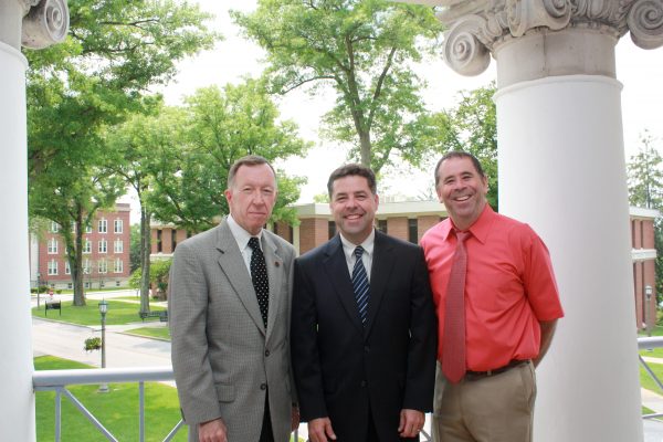 Dr. McCullough spends on-capus time with Dr. Bill Childers and Dr. Robert Kreisberg.