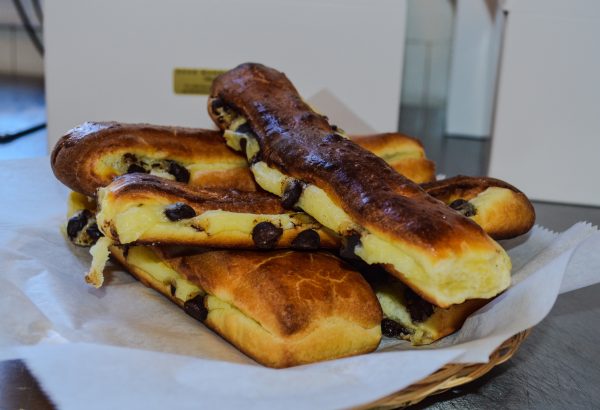 The Swiss Brioche with Creme Patissiere and chocolate chips.