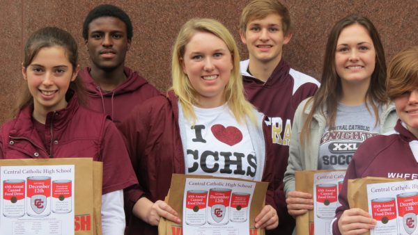 Each and every of Wheeling Central's 258 student helped place the bags, including Gabrielle Kanters, Jaquan Jackson, Lexie Kosanovic, Adam Jarrett, Hannah Dieffenbaugher, and Julie Schuetz.