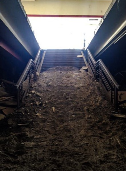 The steps inside G.C. Murphy's were covered with debris at the time it was razed three years ago.