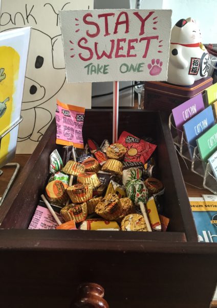 Along with a plethora of arts supplies and gallery offerings, Cat's Paw offers customers the chance to stay sweet. 