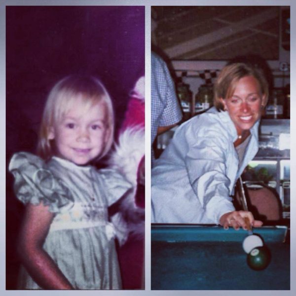 Erin Brookes as a child and as an adult.