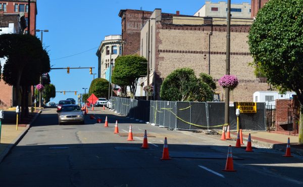 Main Street has been reduced to one lane for more than a week as excavation work has started for the construction of the new Health Plan headquarters.