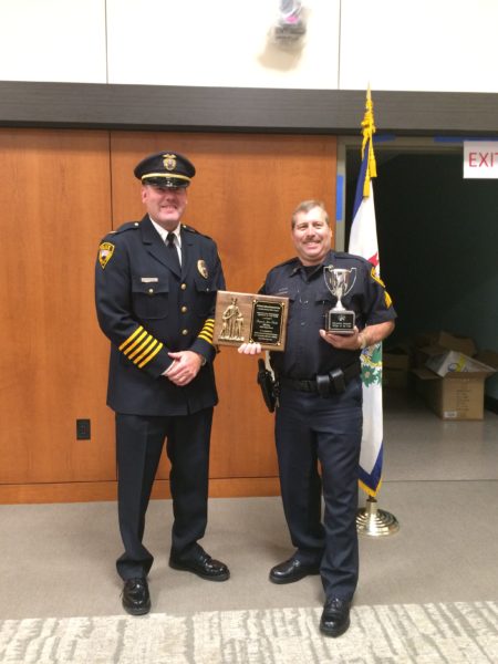Wheeling Police Chief Shawn Schwertfeger was on hand when Sgt. Schultz received his awards.