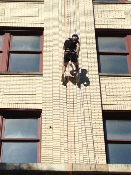 Fluharty participated in the YWCA's "Over the Edge" fundraiser this past August.