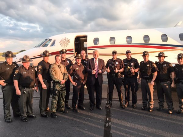Republican nominee Donald Trump posed with a number of Ohio County deputies when he visited Wheeling and East Ohio during the election cycle.