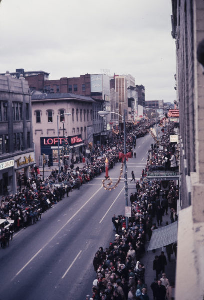 The city's annual Christmas Parade was held during the day and always attracted large crowds to the streets of the downtown area.
