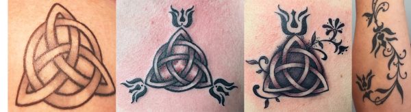 The family's tattoos, from left: David, David Michal, Emily and Jenn.