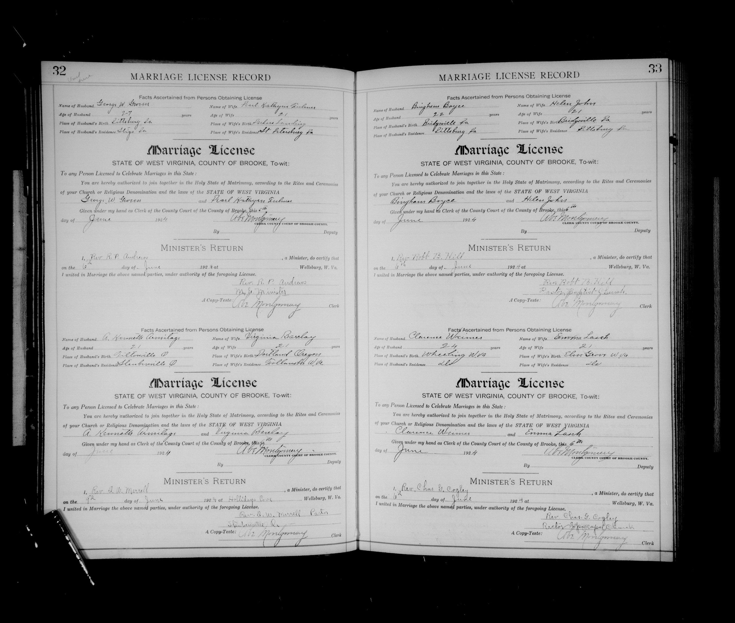 1924 Marriage Certificate