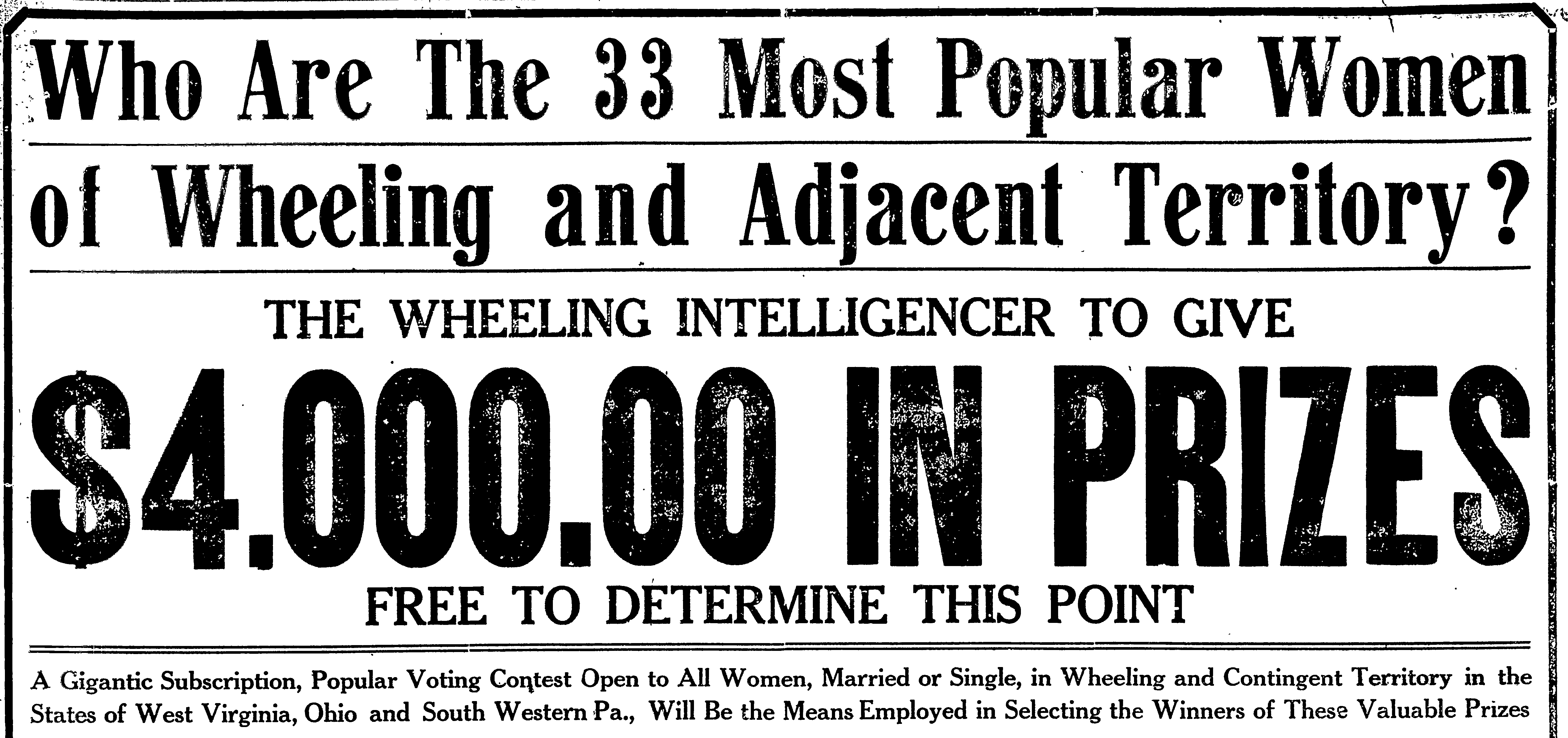 Headline of Wheeling Women popularity contest