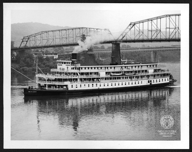 The steamer Delta Queen preparing to dock in Wheeling