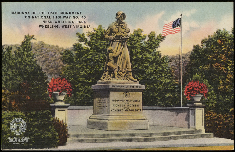 Postcard of the Madonna of the Trail Monument