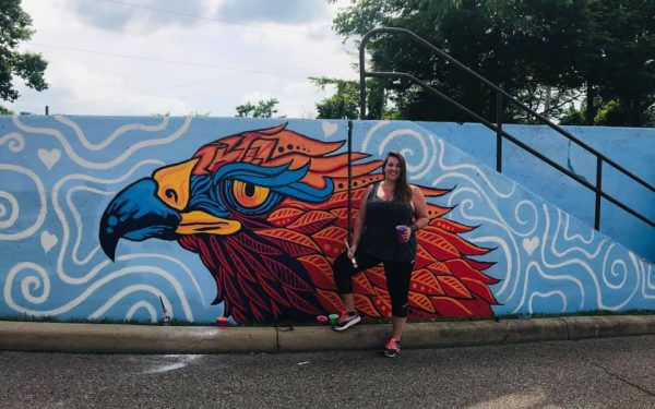 Local artist Mindi Yarbrough and the 2019 Orrick Pride in Wheeling Community Mural