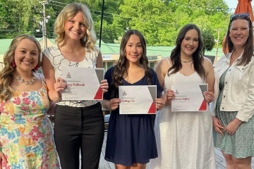 From L to R Samantha Harper- Junior League President 2023-2024 Winners Avery Sadlowski Patricia Jeffers Kathryn Tiu Deanna Scott- Junior League Secretary