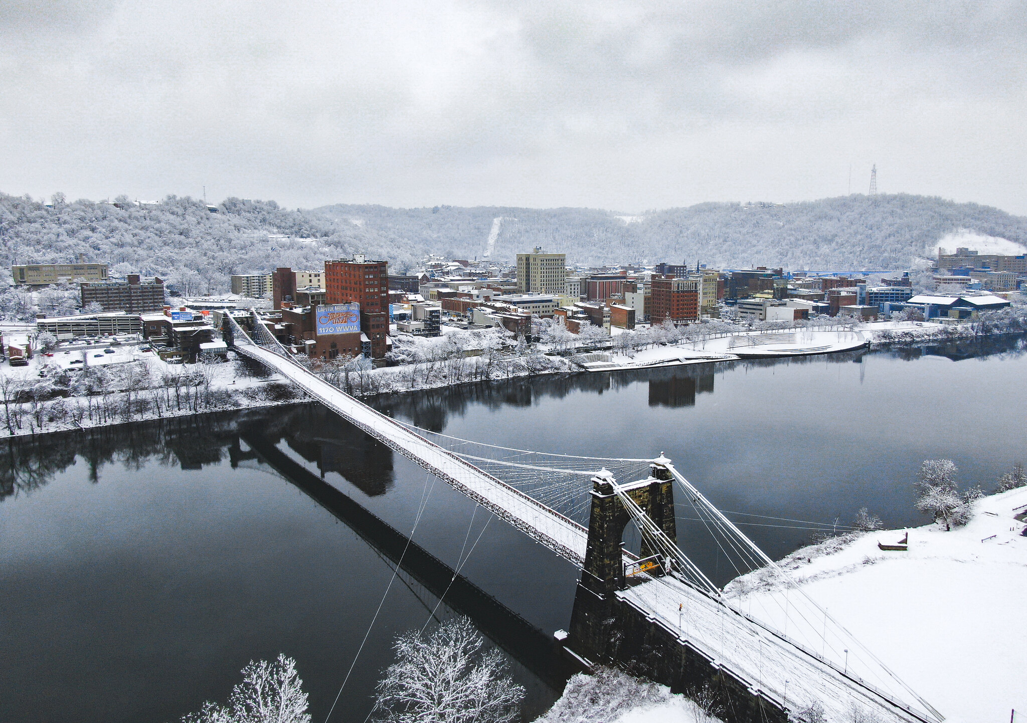 how wheeling almost lost its suspension bridge wheeling suspension bridge in the winter